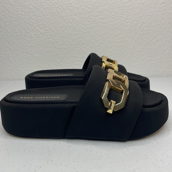 Good American Black Gold Chain Slip On Shoes NWOT Size 7 - Picture 2 of 9